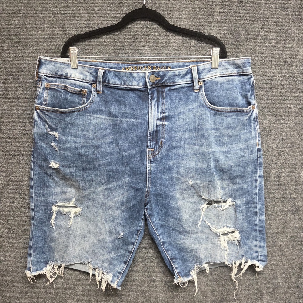 American Eagle Shorts Mens 42 Extreme Flex Blue Denim Cut Off Jean Distressed